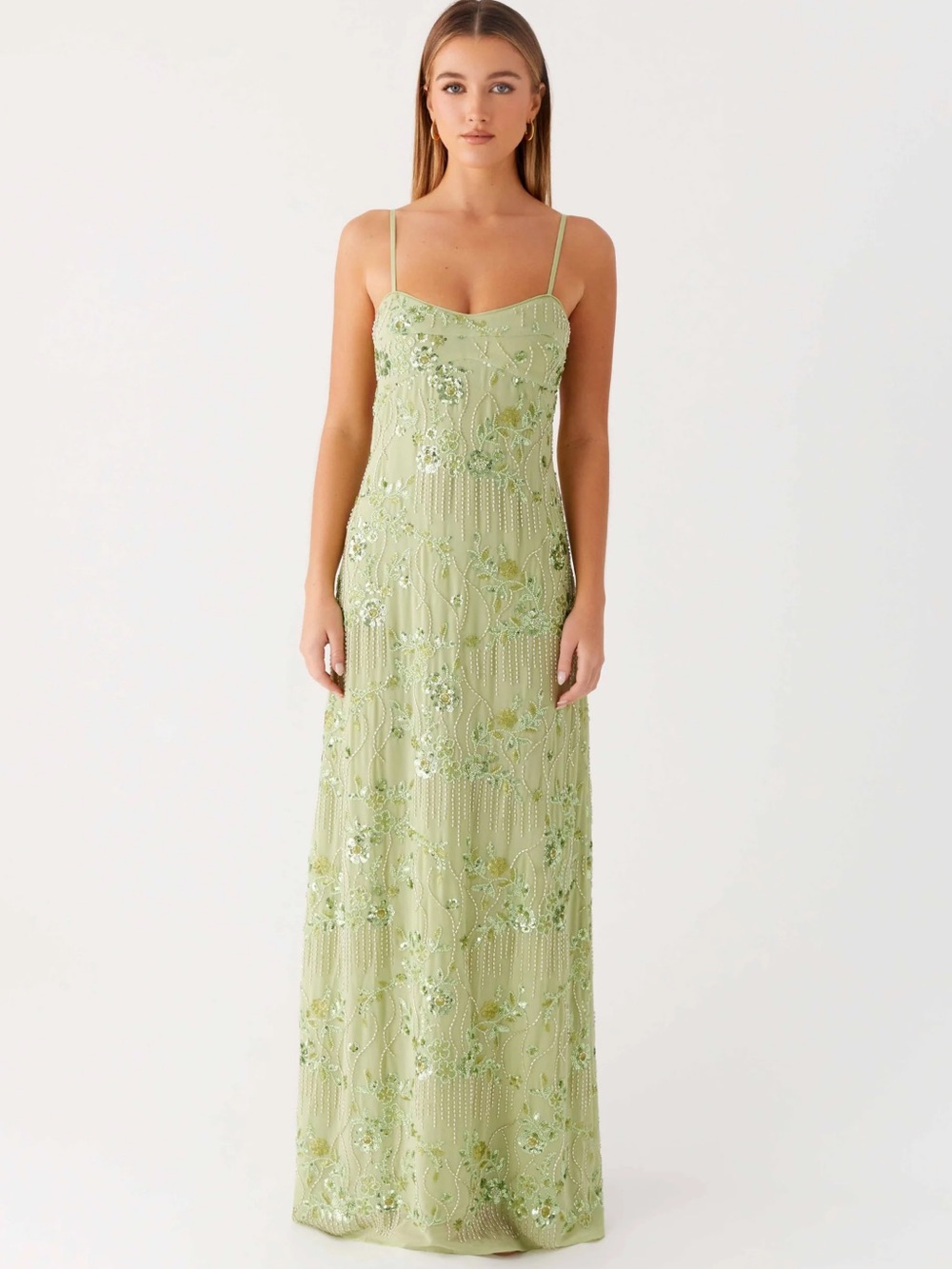 Peppermayo Celandine Beaded Maxi Dress - Lime